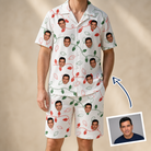 Man wearing Men's Merry Circuits Custom Face Shirt & Shorts Set — custom faces printed all-over