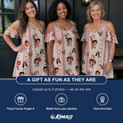 Friends in matching Women's Jolly Jingle Custom Face Off-Shoulder Dress — a group gift photo