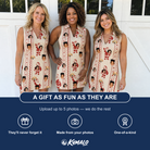 Friends in matching Women's Jolly Jingle Custom Face V-Neck Dress — a group gift photo