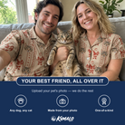 Friends in matching Men's Jolly Jingle Custom Cat Face Hawaiian Shirt — a group gift photo