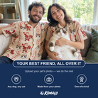 Friends in matching Women's Jolly Jingle Custom Cat Face Hawaiian Shirt — a group gift photo