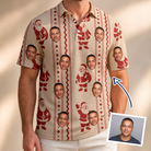 Man wearing Men's Jolly Jingle Custom Face Polo Shirt — custom faces printed all-over