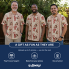 Friends in matching Men's Jolly Jingle Custom Face Polo Shirt — a group gift photo
