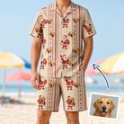 Man wearing Men's Jolly Jingle Custom Dog Face Shirt & Shorts Set — custom faces printed all-over
