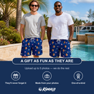 Friends in matching Men's Boxed Bliss Custom Face Beach Shorts — a group gift photo