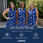Friends in matching Women's Boxed Bliss Custom Face V-Neck Dress — a group gift photo