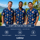 Friends in matching Men's Boxed Bliss Custom Face Hawaiian Shirt — a group gift photo