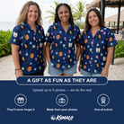Friends in matching Women's Boxed Bliss Custom Face Hawaiian Shirt — a group gift photo
