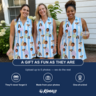 Friends in matching Women's Icing Illusion Custom Face V-Neck Dress — a group gift photo