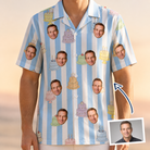 Man wearing Men's Icing Illusion Custom Face Hawaiian Shirt — custom faces printed all-over
