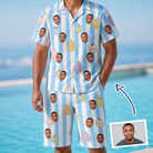 Man wearing Men's Icing Illusion Custom Face Shirt & Shorts Set — custom faces printed all-over
