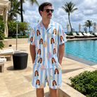 Real-life photo of someone wearing Men's Icing Illusion Custom Face Shirt & Shorts Set — custom faces printed all-over