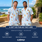 Friends in matching Men's Icing Illusion Custom Face Shirt & Shorts Set — a group gift photo