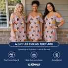 Friends in matching Women's Toot Suite Custom Face Off-Shoulder Dress — a group gift photo