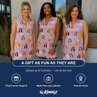 Friends in matching Women's Toot Suite Custom Face V-Neck Dress — a group gift photo