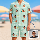 Man wearing Men's Birthday Bling Custom Face Shirt & Shorts Set — custom faces printed all-over