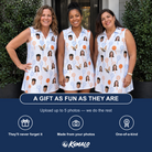 Friends in matching Women's Taffy Twirl Custom Face V-Neck Dress — a group gift photo