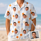 Man wearing Men's Taffy Twirl Custom Face Hawaiian Shirt — custom faces printed all-over