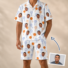 Man wearing Men's Taffy Twirl Custom Face Shirt & Shorts Set — custom faces printed all-over