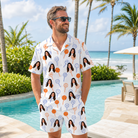 Real-life photo of someone wearing Men's Taffy Twirl Custom Face Shirt & Shorts Set — custom faces printed all-over