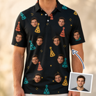 Man wearing Men's Hooray Hats Custom Face Polo Shirt — custom faces printed all-over