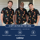 Friends in matching Men's Hooray Hats Custom Face Polo Shirt — a group gift photo