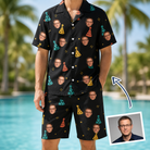 Man wearing Men's Hooray Hats Custom Face Shirt & Shorts Set — custom faces printed all-over