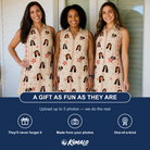 Friends in matching Women's Glow Gala Custom Face V-Neck Dress — a group gift photo