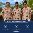 Friends in matching Women's Glow Gala Custom Face Hawaiian Shirt — a group gift photo