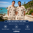 Friends in matching Men's Glow Gala Custom Face Shirt & Shorts Set — a group gift photo
