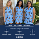 Friends in matching Women's Sprinkle Scoops Custom Face V-Neck Dress — a group gift photo