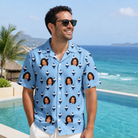 Real-life photo of someone wearing Men's Sprinkle Scoops Custom Face Hawaiian Shirt — custom faces printed all-over