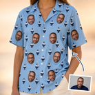 Woman wearing Women's Sprinkle Scoops Custom Face Hawaiian Shirt — custom faces printed all-over
