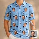 Man wearing Men's Sprinkle Scoops Custom Face Polo Shirt — custom faces printed all-over