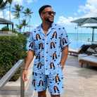 Real-life photo of someone wearing Men's Sprinkle Scoops Custom Face Shirt & Shorts Set — custom faces printed all-over