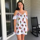Real-life photo of someone wearing Women's Wishful Scoops Custom Face Off-Shoulder Dress — custom faces printed all-over