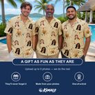 Friends in matching Men's Candle Confetti Custom Face Hawaiian Shirt — a group gift photo
