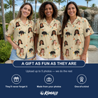 Friends in matching Women's Candle Confetti Custom Face Hawaiian Shirt — a group gift photo