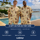Friends in matching Men's Candle Confetti Custom Face Shirt & Shorts Set — a group gift photo