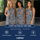 Friends in matching Women's Present Party Custom Face V-Neck Dress — a group gift photo
