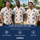 Friends in matching Men's Cake Craze Custom Face Hawaiian Shirt — a group gift photo