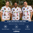 Friends in matching Men's Cake Craze Custom Face Polo Shirt — a group gift photo