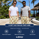 Friends in matching Men's Sugar Spin Custom Face Beach Shorts — a group gift photo