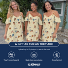 Friends in matching Women's Sugar Spin Custom Face Off-Shoulder Dress — a group gift photo