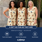 Friends in matching Women's Sugar Spin Custom Face V-Neck Dress — a group gift photo
