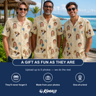 Friends in matching Men's Sugar Spin Custom Face Hawaiian Shirt — a group gift photo