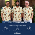 Friends in matching Men's Sugar Spin Custom Face Polo Shirt — a group gift photo
