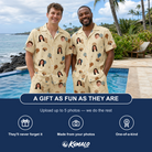 Friends in matching Men's Sugar Spin Custom Face Shirt & Shorts Set — a group gift photo