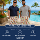 Friends in matching Men's Lolli Jubilee Custom Face Beach Shorts — a group gift photo