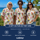 Friends in matching Women's Lolli Jubilee Custom Face Hawaiian Shirt — a group gift photo